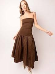 Amy Lynn Brown Alexa Puffball Cotton Midi Dress - Image 1 of 4