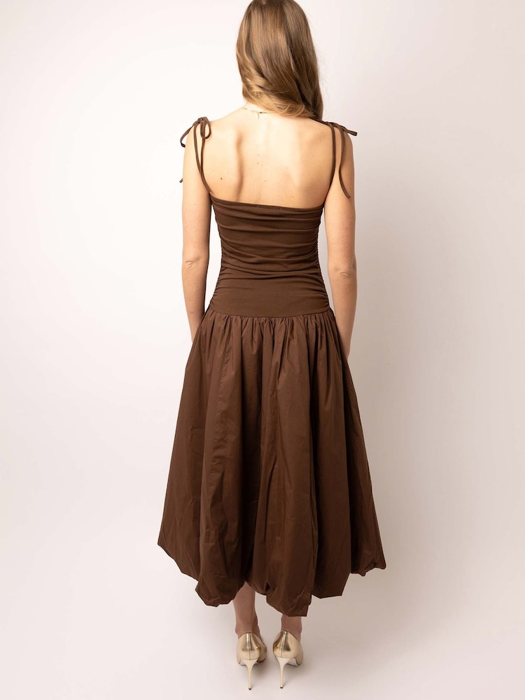 Amy Lynn Brown Alexa Puffball Cotton Midi Dress - Image 2 of 4