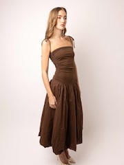 Amy Lynn Brown Alexa Puffball Cotton Midi Dress - Image 3 of 4