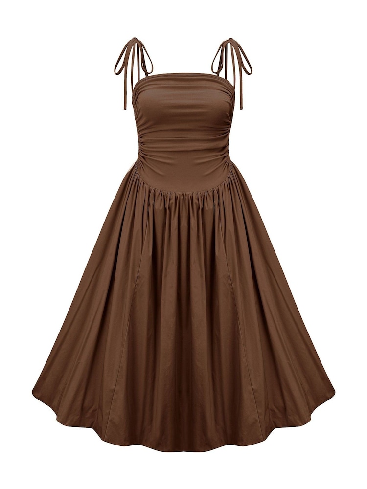 Amy Lynn Brown Alexa Puffball Cotton Midi Dress - Image 4 of 4