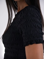 Amy Lynn Black Lacey Layered Floral Lace Shirred Midaxi Dress - Image 8 of 9