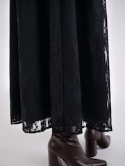 Amy Lynn Black Lacey Layered Floral Lace Shirred Midaxi Dress - Image 9 of 9