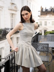 Amy Lynn Grey Twiggy Gingham Check Mini Fit and Flare Skater Dress - Image 3 of 10