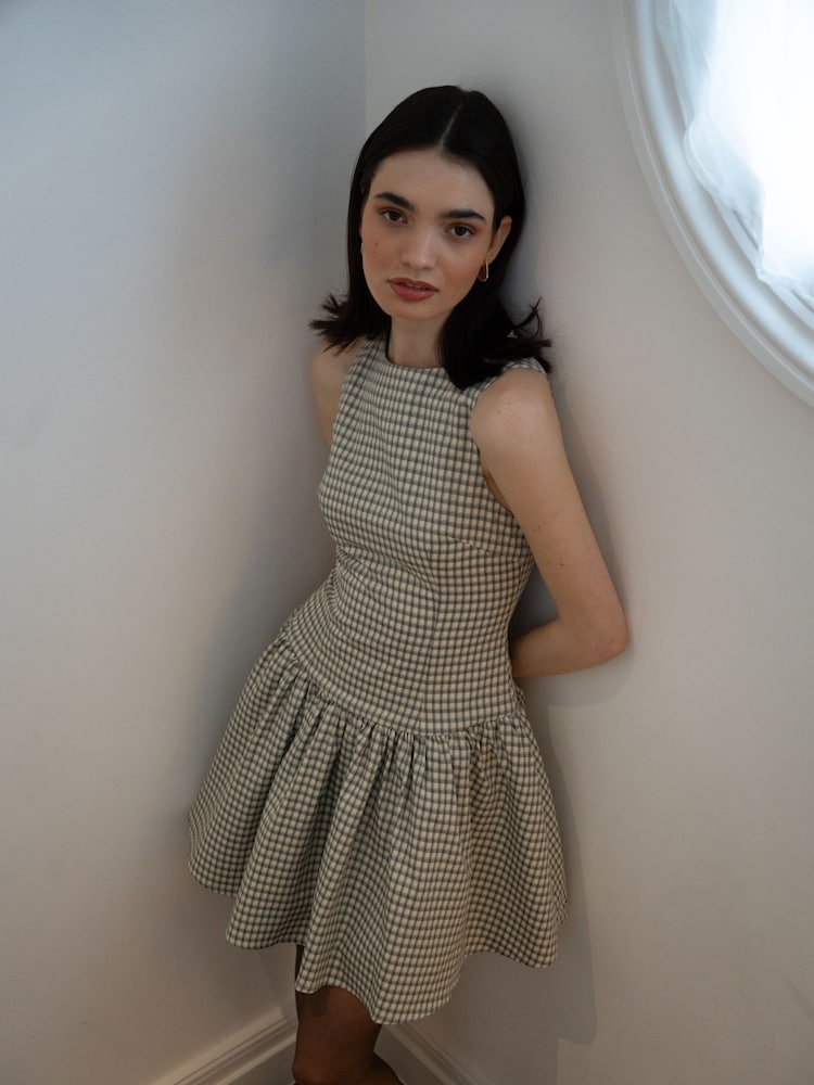 Buy Amy Lynn Grey Twiggy Gingham Check Mini Fit and Flare Skater Dress from  Next USA