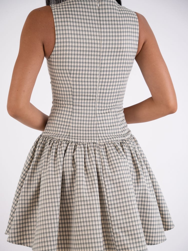 Buy Amy Lynn Grey Twiggy Gingham Check Mini Fit and Flare Skater Dress from  Next USA