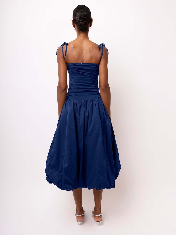 Amy Lynn Blue Alexa Puffball Cotton Midi Dress - Image 2 of 3