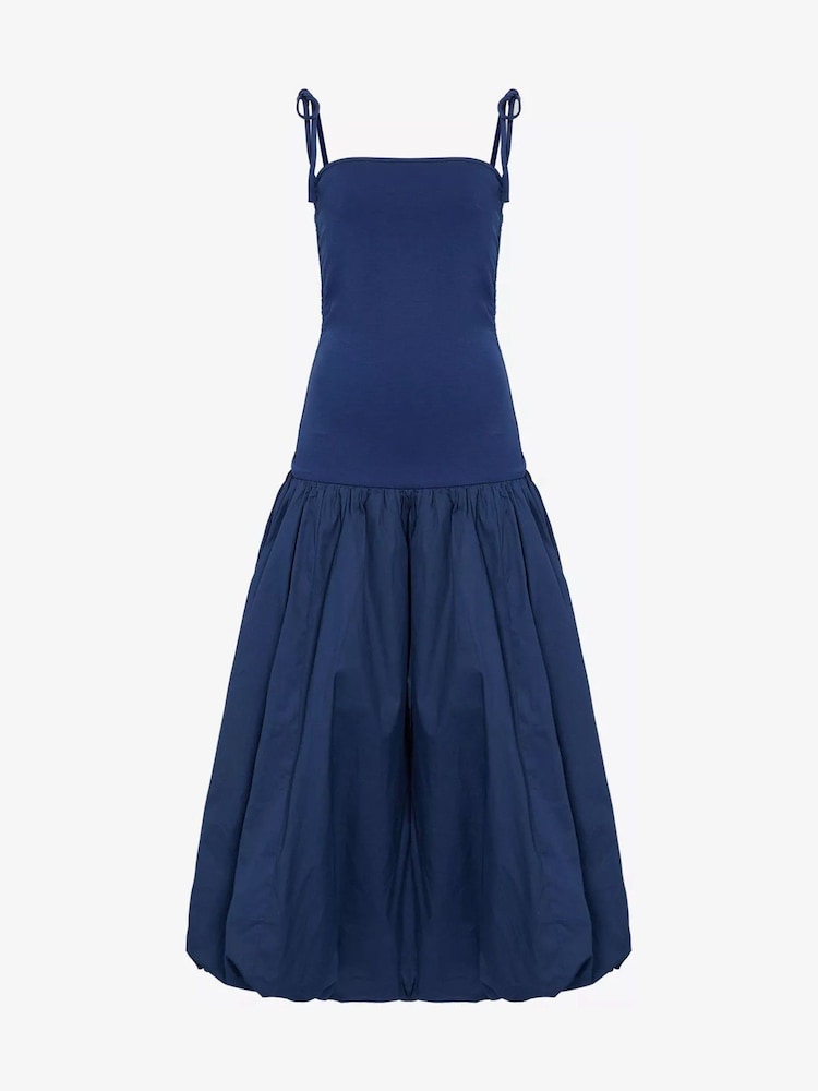 Amy Lynn Blue Alexa Puffball Cotton Midi Dress - Image 3 of 3