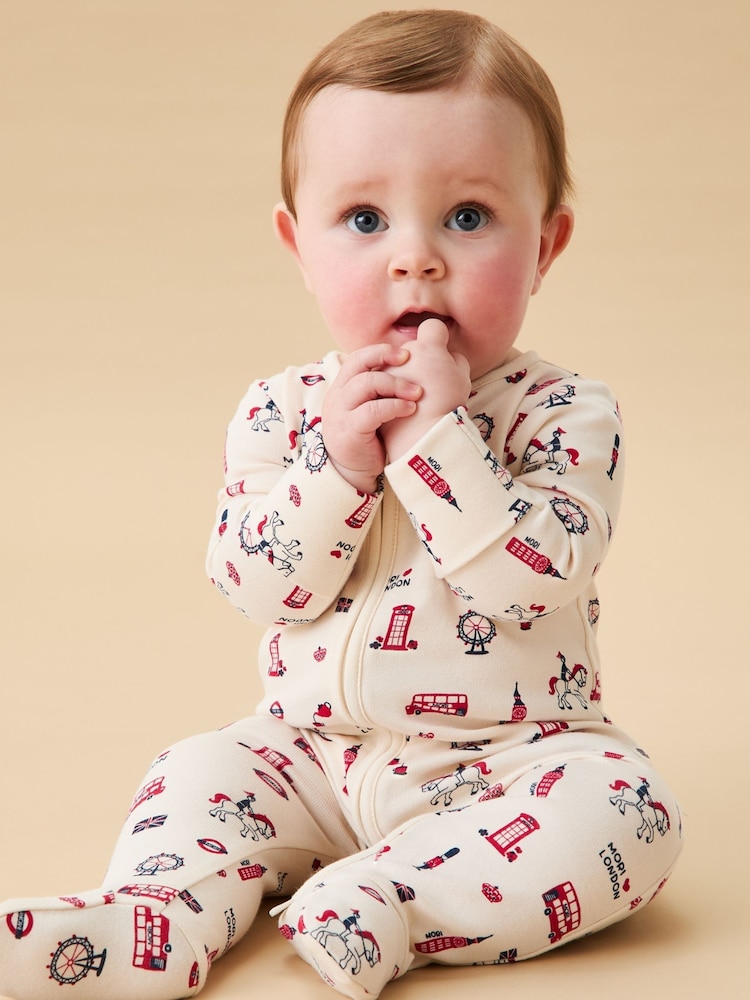 MORI London England Supersoft 2 Way Zip Sleepsuit - Image 1 of 5 MORI London England Supersoft 2 Way Zip Sleepsuit - Image 1 of 5