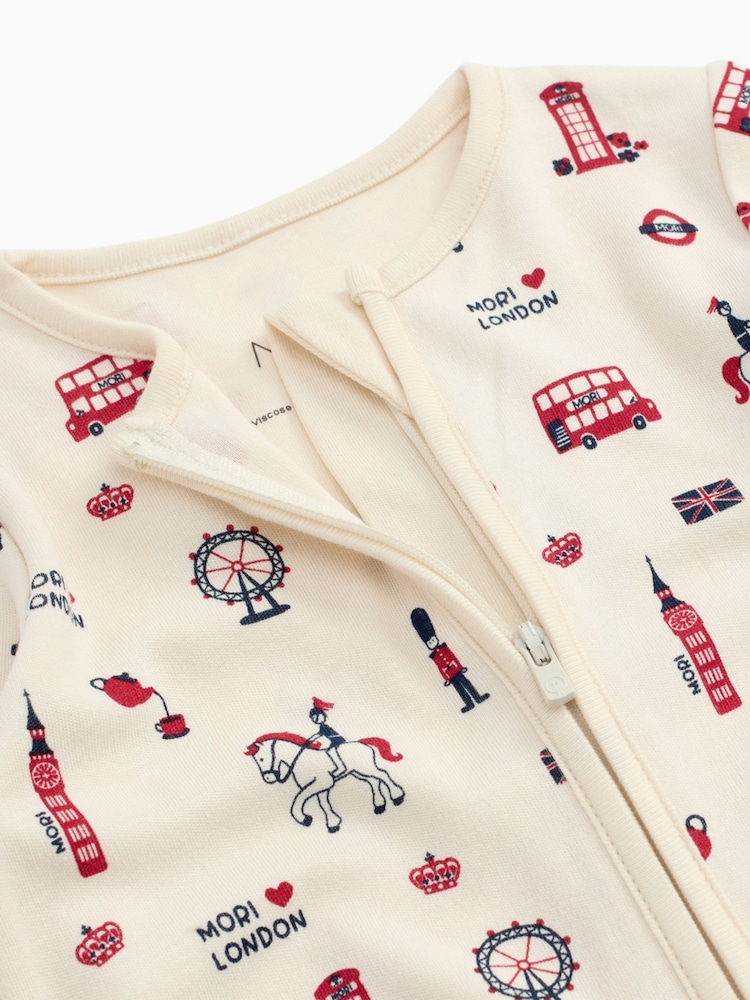MORI London England Supersoft 2 Way Zip Sleepsuit - Image 2 of 6