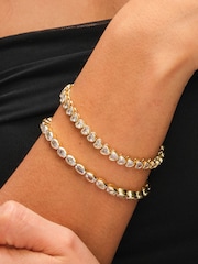 Inicio Gold Tone Crystal Heart Tennis Bracelet - Image 2 of 3