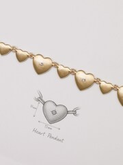 Inicio Gold Tone Brushed Heart and Crystal Bracelet - Image 3 of 3