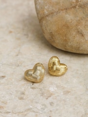 Inicio Gold Tone Brushed Heart Studs - Image 3 of 5