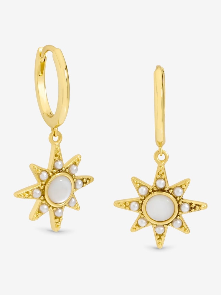 Inicio Gold Tone Mother of Pearl Star Earrings - Image 1 of 4