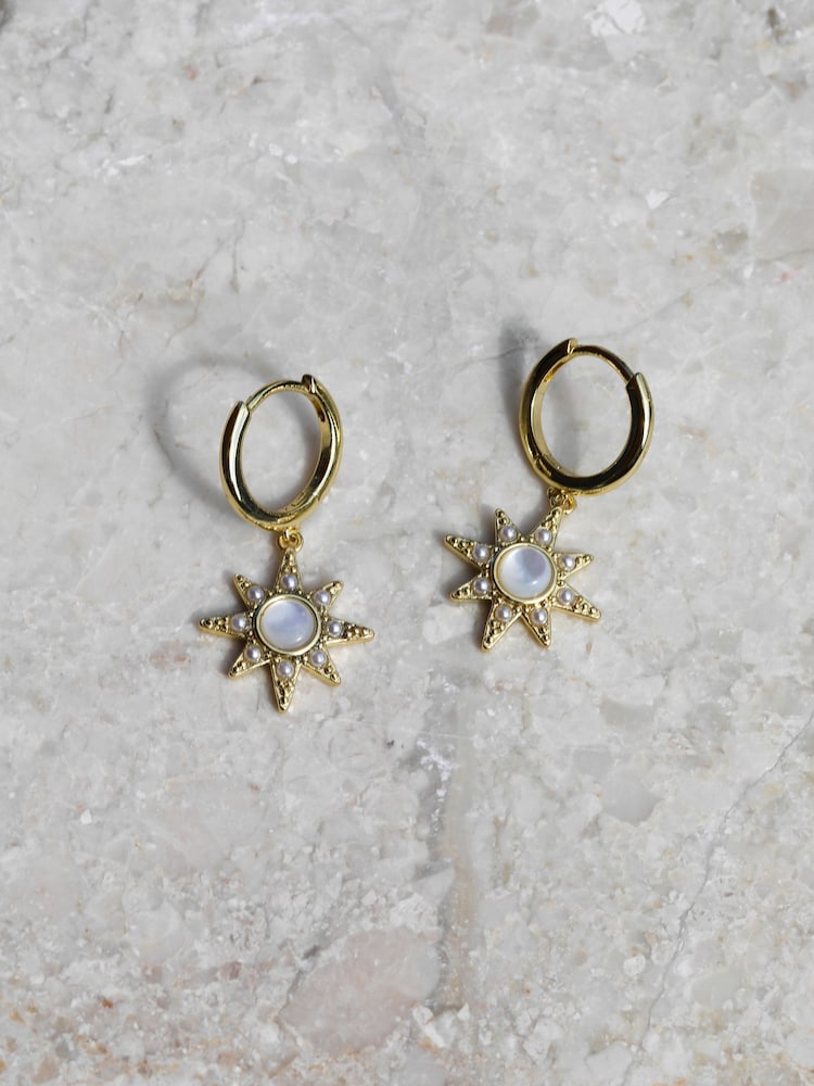 Inicio Gold Tone Mother of Pearl Star Earrings - Image 2 of 4 Inicio Gold Tone Mother of Pearl Star Earrings - Image 2 of 4