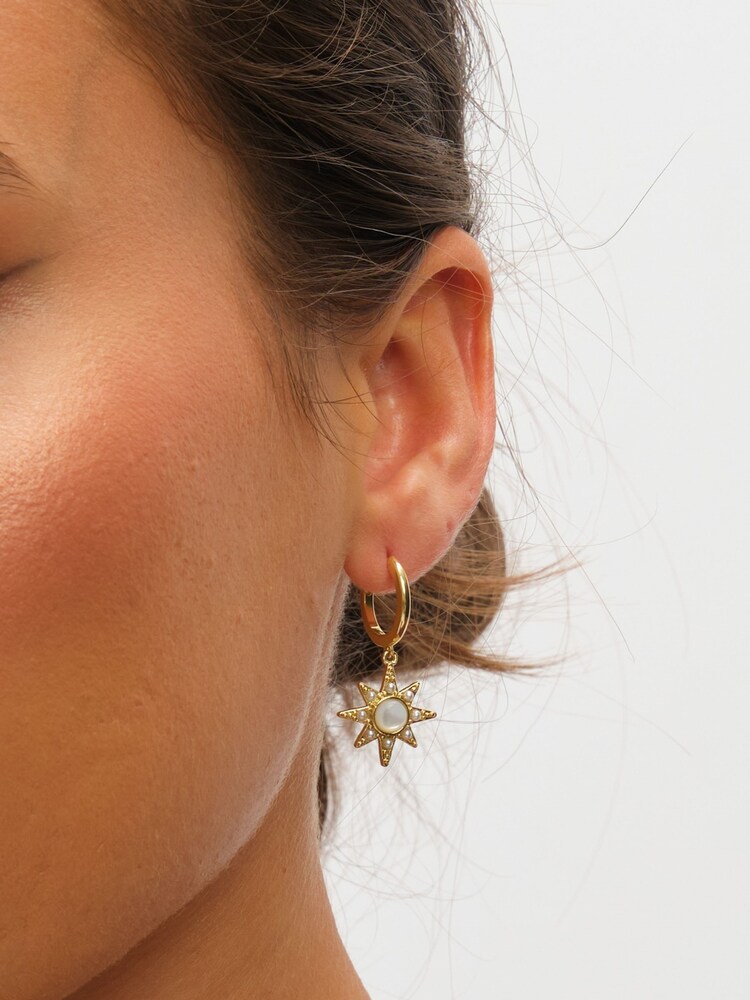 Inicio Gold Tone Mother of Pearl Star Earrings - Image 4 of 4