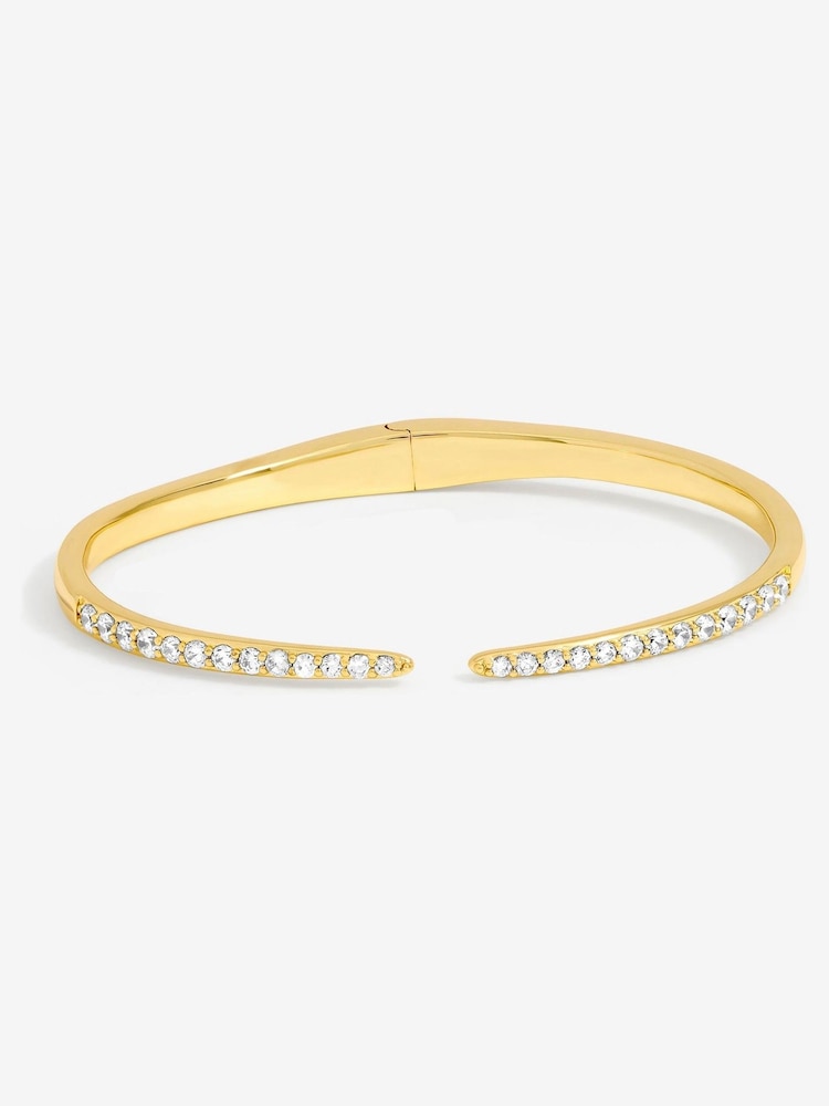 Inicio Gold Tone Crystal Open Bangle - Image 1 of 3 Inicio Gold Tone Crystal Open Bangle - Image 1 of 3