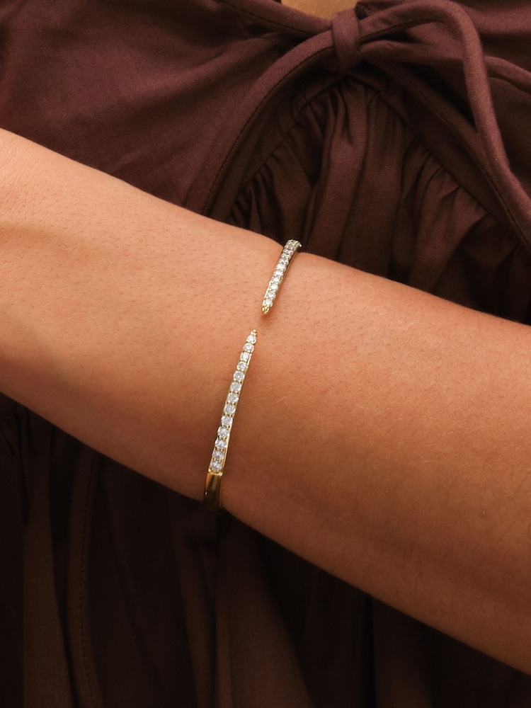 Inicio Gold Tone Crystal Open Bangle - Image 3 of 3 Inicio Gold Tone Crystal Open Bangle - Image 3 of 3