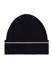 Tommy Hilfiger Blue Signature Tape Wool Blend Beanie - Image 2 of 4