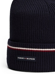 Tommy Hilfiger Blue Signature Tape Wool Blend Beanie - Image 3 of 4
