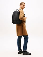 Tommy Hilfiger Black Metal Logo Pebble Grain Backpack - Image 5 of 5