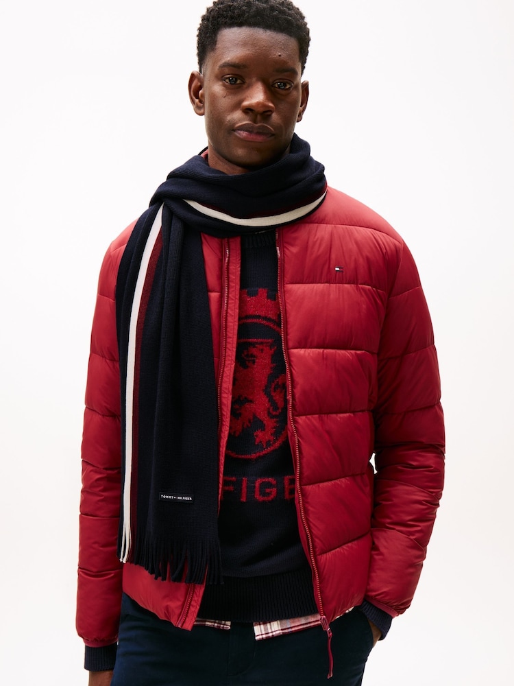 Tommy Hilfiger Blue Modern Heritage Signature Wool Blend Scarf - Image 1 of 4 Tommy Hilfiger Blue Modern Heritage Signature Wool Blend Scarf - Image 1 of 4
