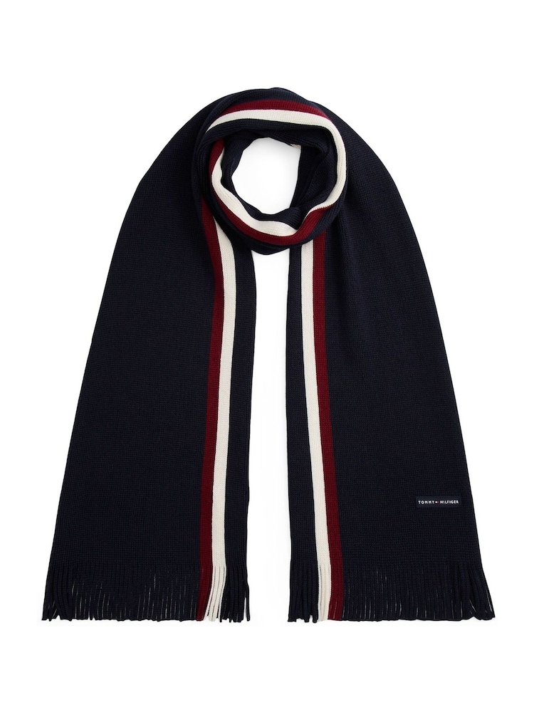Tommy Hilfiger Blue Modern Heritage Signature Wool Blend Scarf - Image 2 of 4 Tommy Hilfiger Blue Modern Heritage Signature Wool Blend Scarf - Image 2 of 4