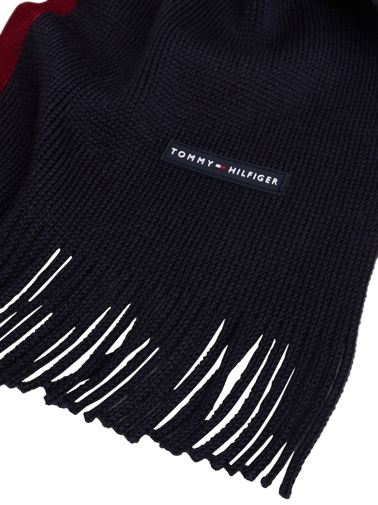 Tommy Hilfiger Blue Modern Heritage Signature Wool Blend Scarf - Image 4 of 4 Tommy Hilfiger Blue Modern Heritage Signature Wool Blend Scarf - Image 4 of 4