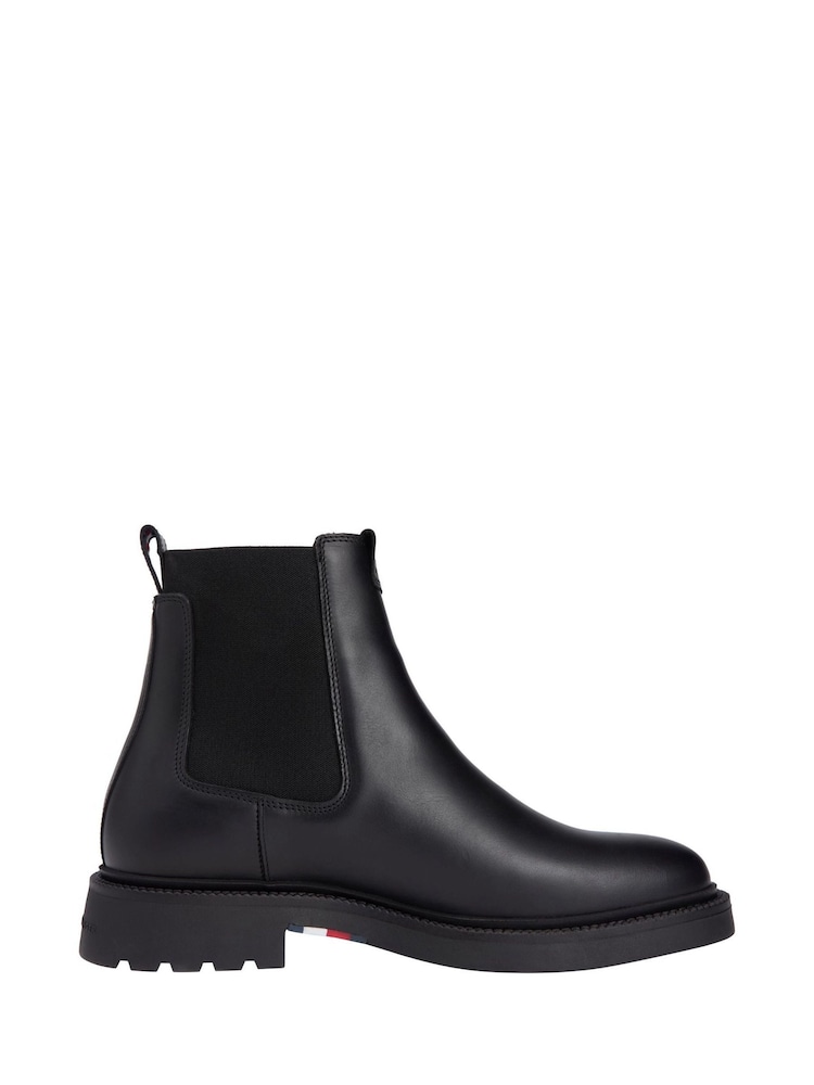 Tommy Hilfiger Black Lightweight Leather Chelsea Boots - Image 1 of 5 Tommy Hilfiger Black Lightweight Leather Chelsea Boots - Image 1 of 5
