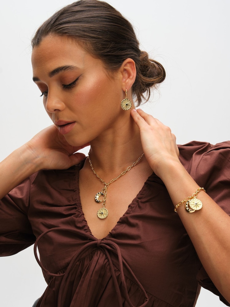 Inicio Gold Tone Jet Star Charm Earrings - Image 1 of 4 Inicio Gold Tone Jet Star Charm Earrings - Image 1 of 4