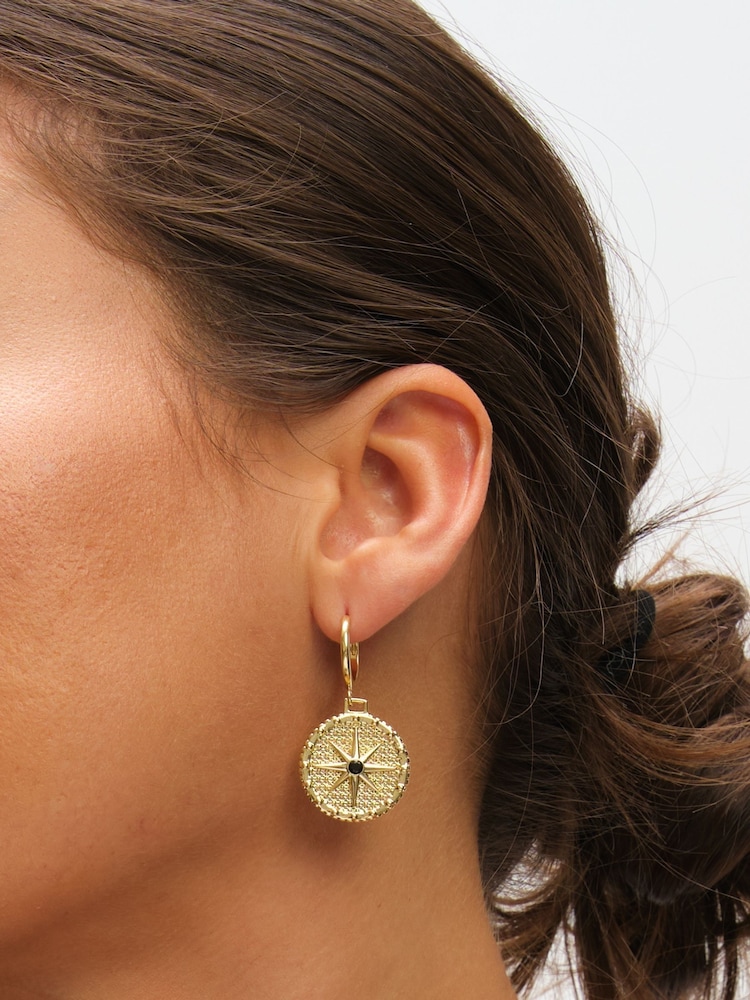 Inicio Gold Tone Jet Star Charm Earrings - Image 2 of 4 Inicio Gold Tone Jet Star Charm Earrings - Image 2 of 4
