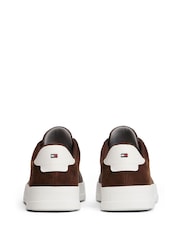 Tommy Hilfiger Brown Mixed Texture Leather Court Trainers - Image 4 of 6