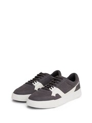 Tommy Hilfiger Grey Suede Mixed Texture Court Trainers - Image 3 of 6