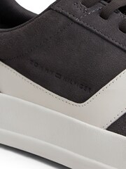 Tommy Hilfiger Grey Suede Mixed Texture Court Trainers - Image 5 of 6