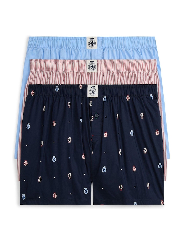 Tommy Hilfiger Red 3-Pack Print Woven Boxer Shorts - Image 1 of 6 Tommy Hilfiger Red 3-Pack Print Woven Boxer Shorts - Image 1 of 6