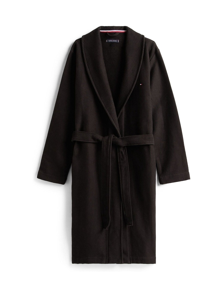 Tommy Hilfiger Black Essential Waffle Knit Robe - Image 5 of 5 Tommy Hilfiger Black Essential Waffle Knit Robe - Image 5 of 5