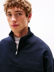 Tommy Hilfiger Blue TH Original Half-Zip Lounge Jumper - Image 4 of 5