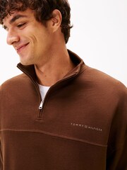 Tommy Hilfiger Brown TH Original Half-Zip Lounge Jumper - Image 4 of 5