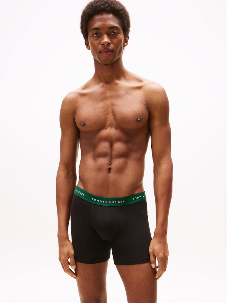 Tommy Hilfiger Blue 3 Pack Signature Logo Waistband Boxer Briefs - Image 2 of 7 Tommy Hilfiger Blue 3 Pack Signature Logo Waistband Boxer Briefs - Image 2 of 7