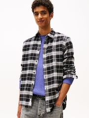 Tommy Jeans Black Regular Fit Check Flannel Shirt - Image 1 of 5
