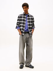 Tommy Jeans Black Regular Fit Check Flannel Shirt - Image 4 of 5