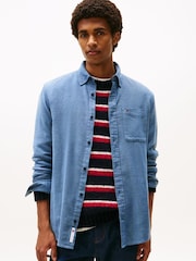 Tommy Jeans Blue Regular Fit Flannel Shirt - Image 1 of 5