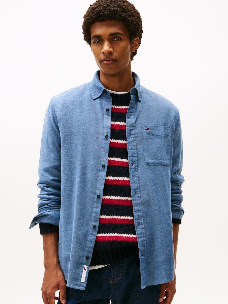 Tommy Jeans Blue Regular Fit Flannel Shirt - Image 1 of 5 Tommy Jeans Blue Regular Fit Flannel Shirt - Image 1 of 5