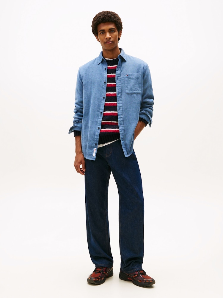 Tommy Jeans Blue Regular Fit Flannel Shirt - Image 2 of 5 Tommy Jeans Blue Regular Fit Flannel Shirt - Image 2 of 5