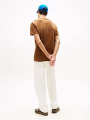 Tommy Jeans Brown Linear Logo Embroidery Crew Neck T-Shirt - Image 2 of 5