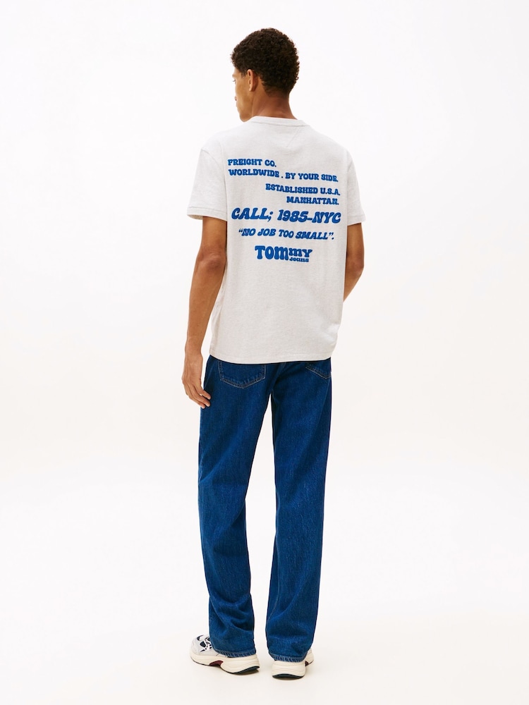 Tommy Jeans Grey Back Logo Slim Crew Neck T-Shirt - Image 2 of 5