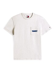 Tommy Jeans Grey Back Logo Slim Crew Neck T-Shirt - Image 5 of 5