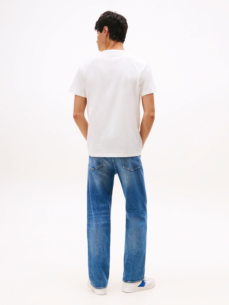 Tommy Jeans White Linear Logo Embroidery Crew Neck T-Shirt - Image 2 of 5