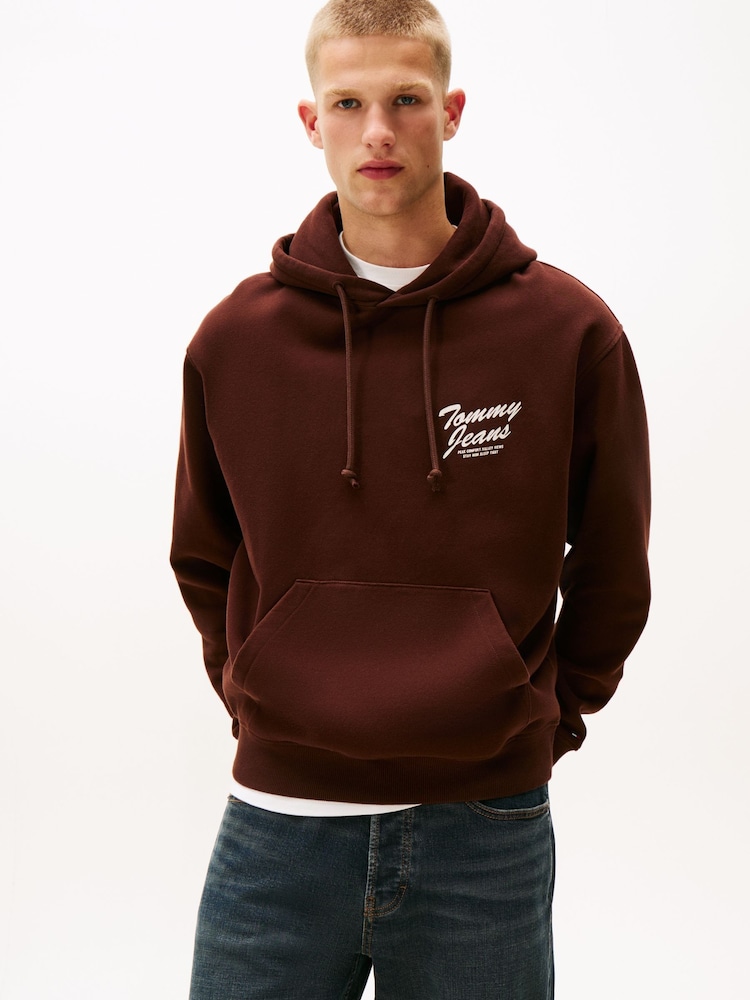 Tommy Jeans Brown Back Graphic Relaxed Hoodie - Image 1 of 5 Tommy Jeans Brown Back Graphic Relaxed Hoodie - Image 1 of 5