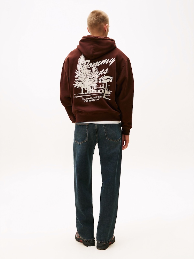 Tommy Jeans Brown Back Graphic Relaxed Hoodie - Image 2 of 5 Tommy Jeans Brown Back Graphic Relaxed Hoodie - Image 2 of 5