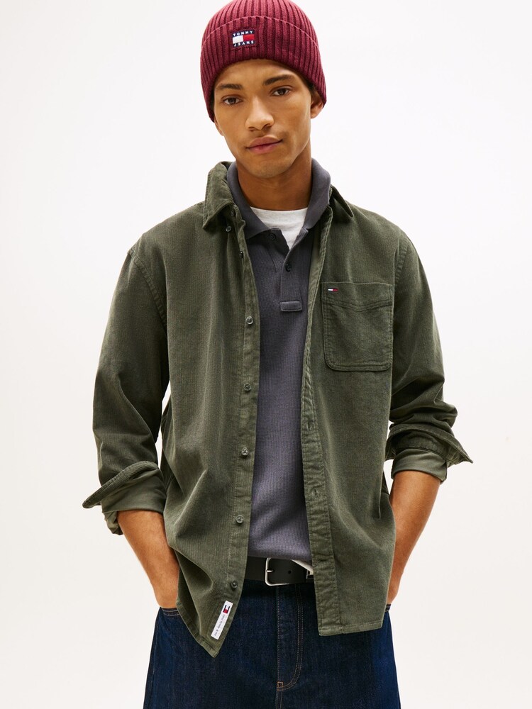 Tommy Jeans Green Regular Fit Corduroy Shirt - Image 1 of 5 Tommy Jeans Green Regular Fit Corduroy Shirt - Image 1 of 5